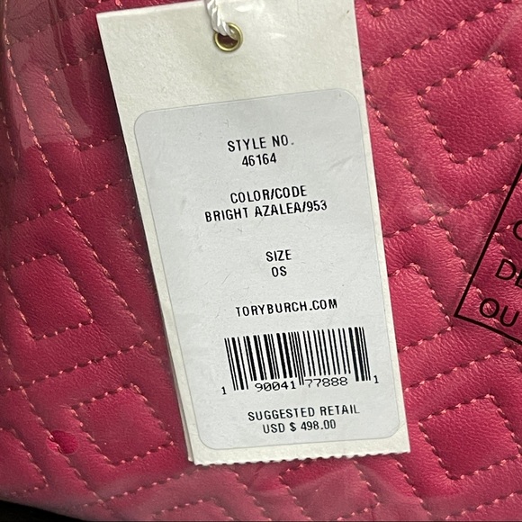 Tory Burch Fleming Small Quilted Leather Tote - Bright Azalea - Picture 6 of 6